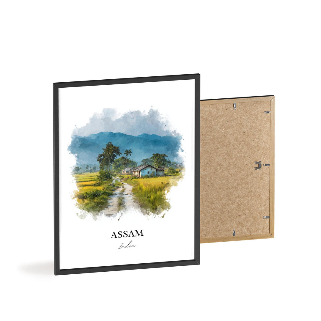 Assam India Wall Art, Assam India Print, India Watercolor Art, India Gift, Assam India Travel Print, Travel Poster, Housewarming Gift