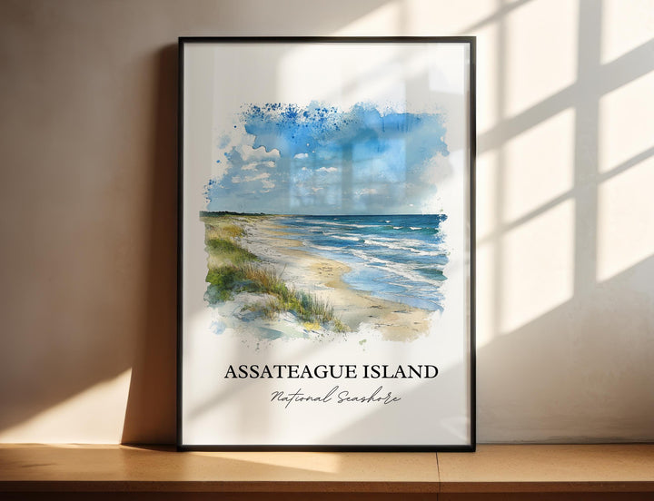 Assateague Island Art, Assateague Print, Virginia Watercolor Art, Assateague Island Gift, Travel Print, Travel Poster, Housewarming Gift