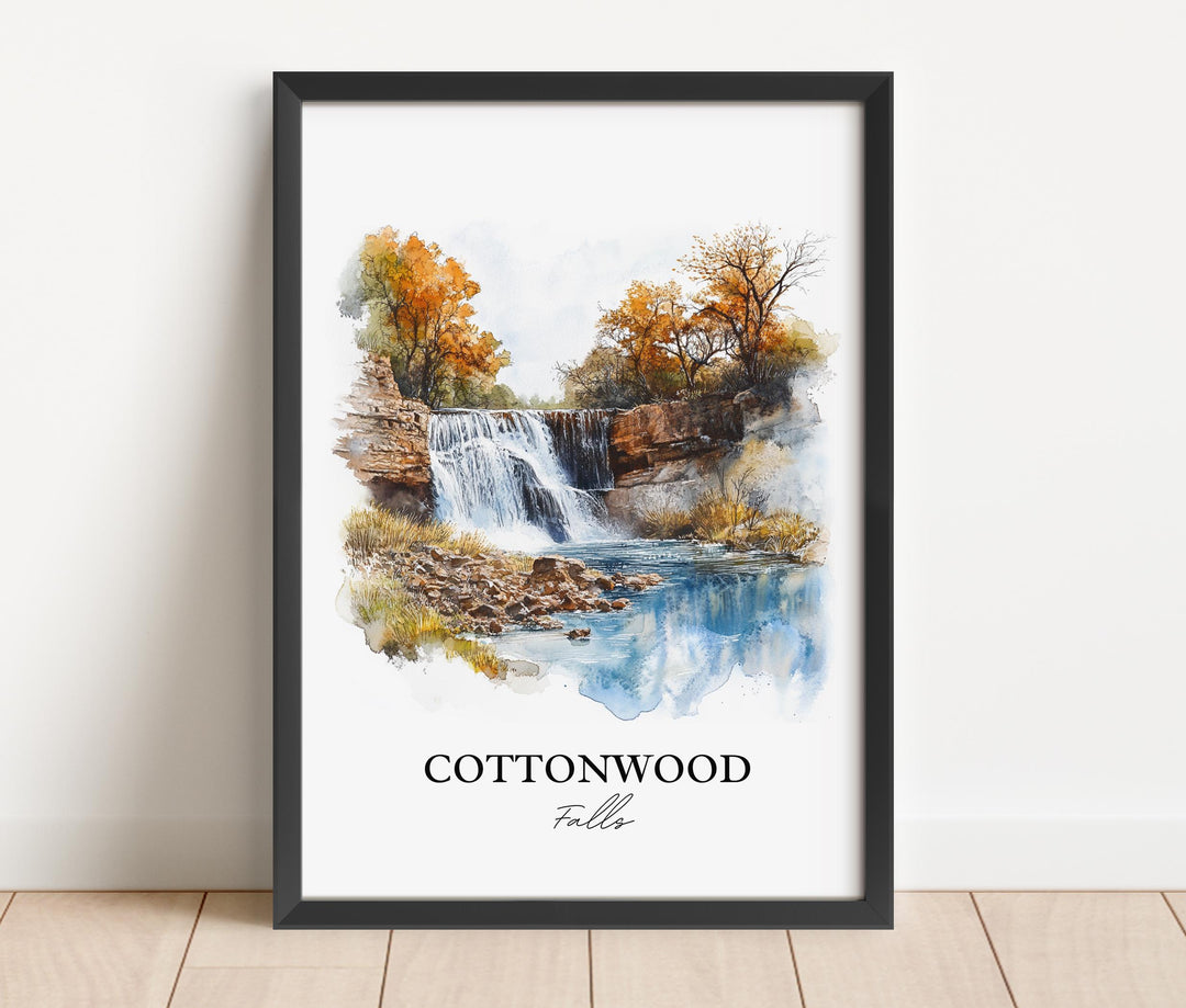 Cottonwood Falls Wall Art, Chase County Print, Kansas Watercolor Art, Cottonwood Falls Gift, Travel Print, Travel Poster, Housewarming Gift