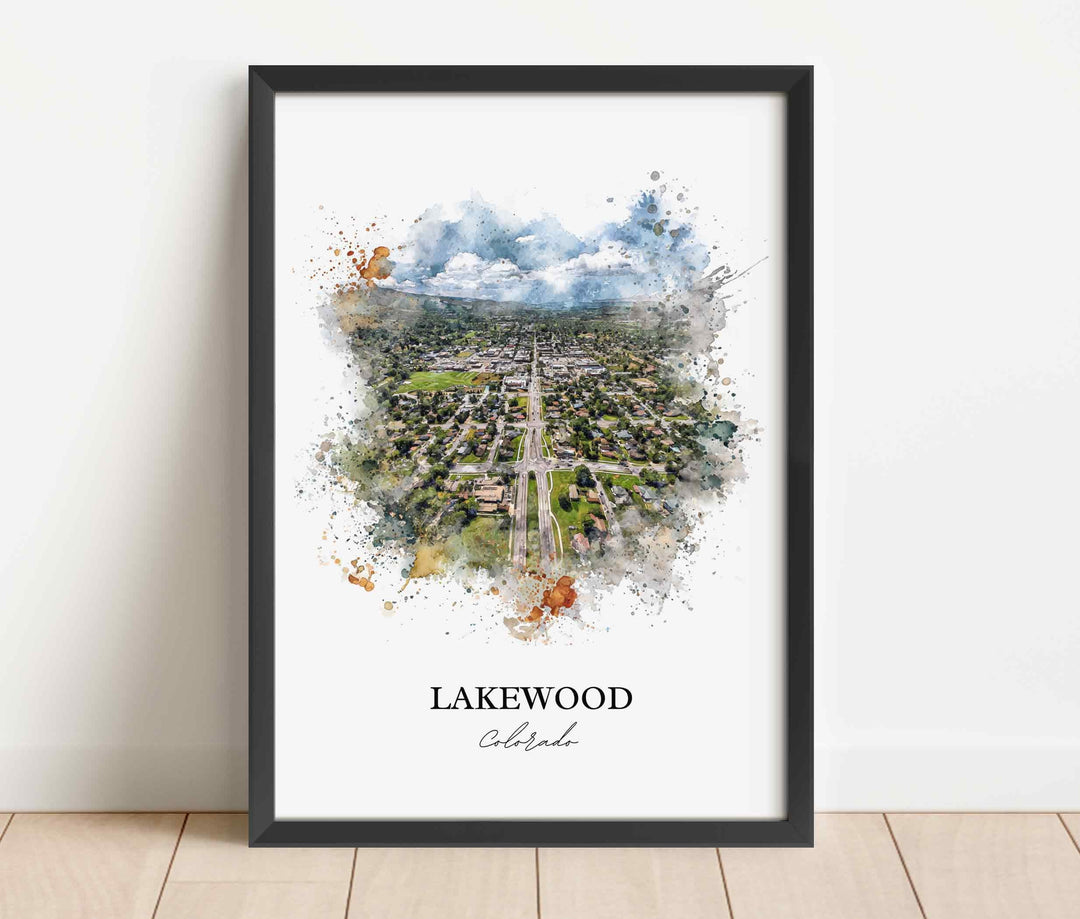 Lakewood CO Wall Art, Lakewood Print, Colorado Watercolor Art, Jefferson County CO Gift, Travel Print, Travel Poster, Housewarming Gift