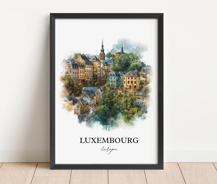 Luxembourg Wall Art, Luxembourg Print, Luxembourg Watercolor Art, Europe Gift, Travel Print, Travel Poster, Housewarming Gift