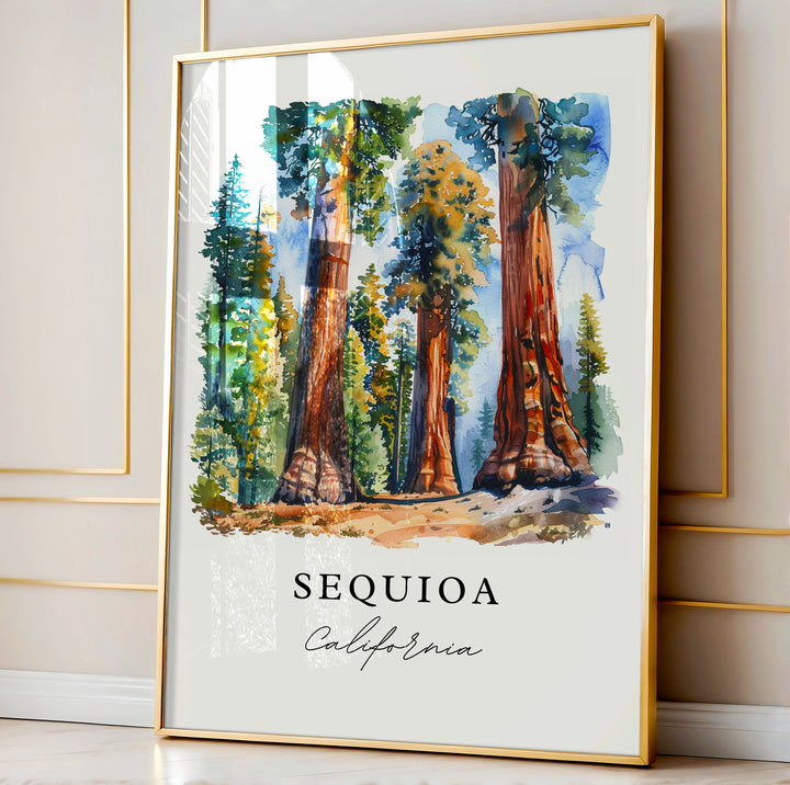 Sequioa Wall Art, Sequioa National Park Print, Sequioa Trees Watercolor, California Gift,