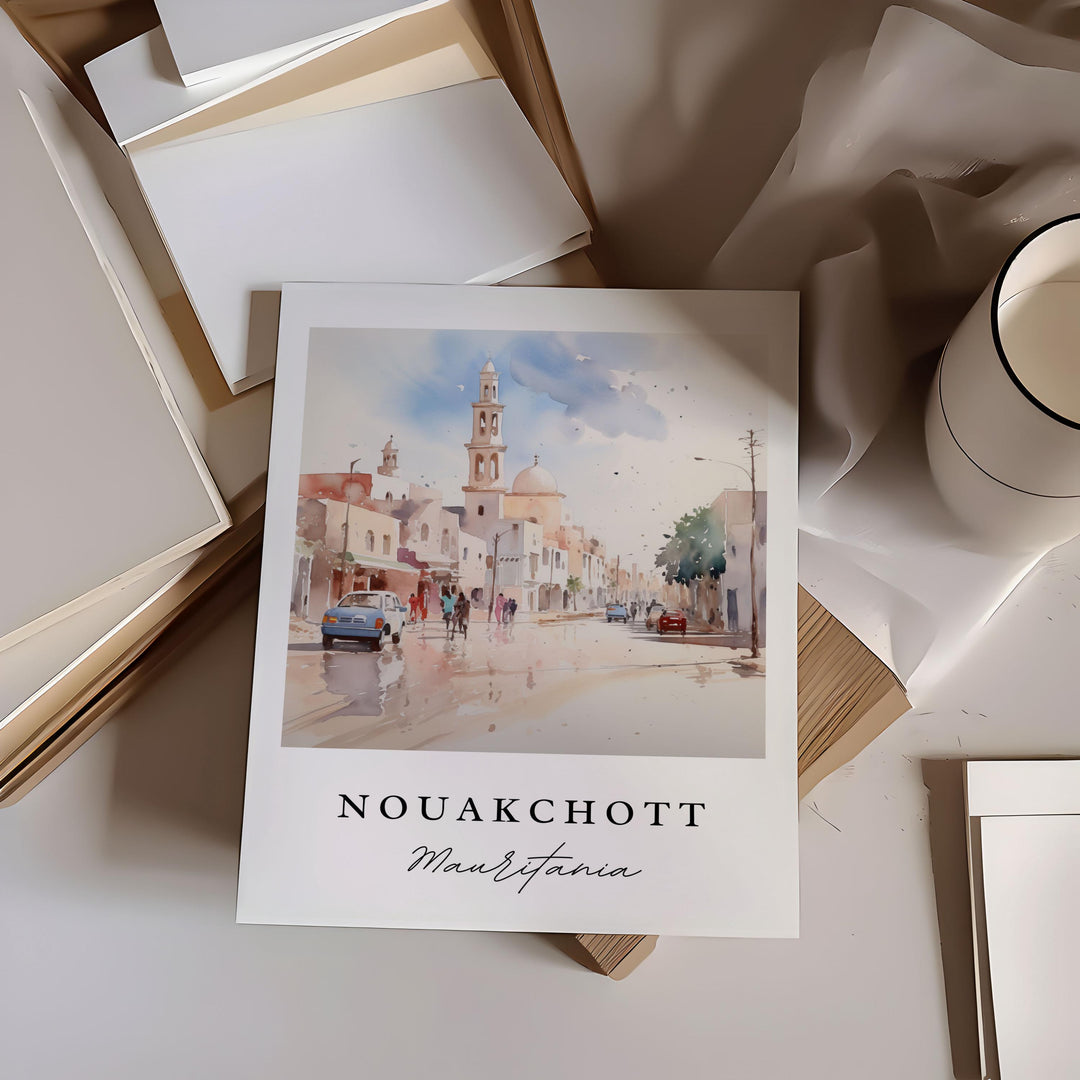 Nouakchott wall art - Mauritania, Nouakchott poster, Nouakchott Wedding gift, Mauritania Birthday present, Custom Text, Personalized Gift