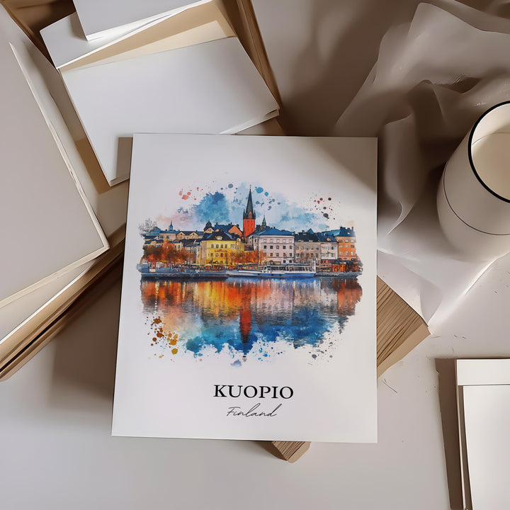 Kuopio Wall Art, North Savo Print, Finland Watercolor Art, Kuopio Finland Gift, Travel Print, Travel Poster, Housewarming Gift