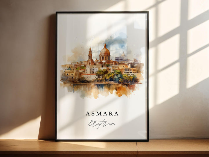 Asmara Wall Art, Asmara Print, Asmara Watercolor Art, Asmara Eritrea Gift, Eritrea Travel Poster, Housewarming Gift