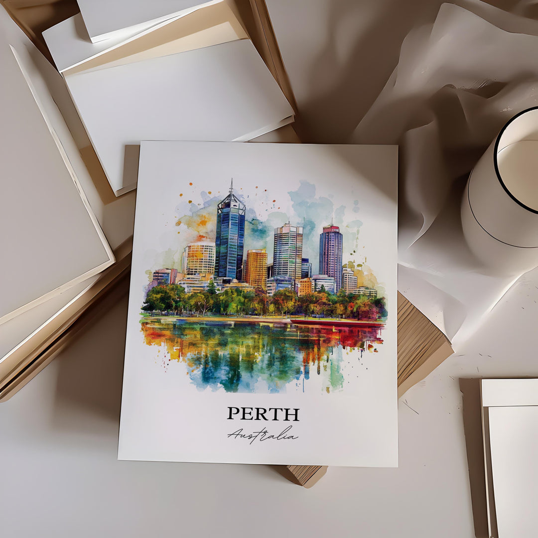 Perth Wall Art, Perth Print, Australia Watercolor Art, Perth Australia Gift, Travel Print, Travel Poster, Housewarming Gift