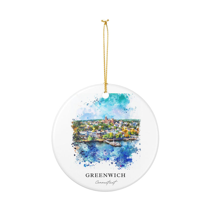 Greenwich CT Ornament: Unique Greenwich CT Souvenir, Greenwich Connecticut Xmas Decor, and Authentic Connecticut Gift