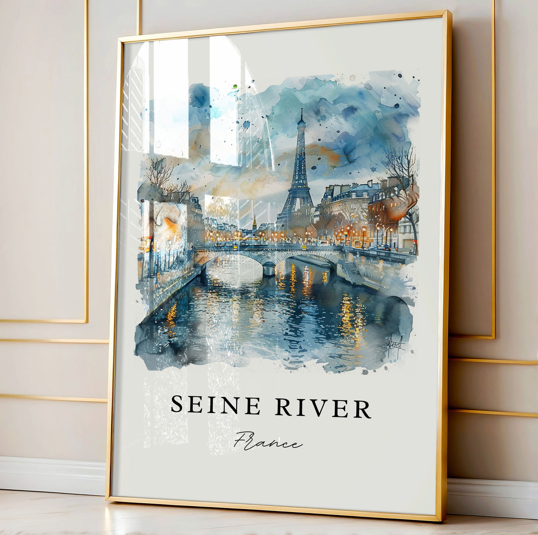 Seine River Art, Seine River Paris Print, Seine River Watercolor, Seine River France Gift,