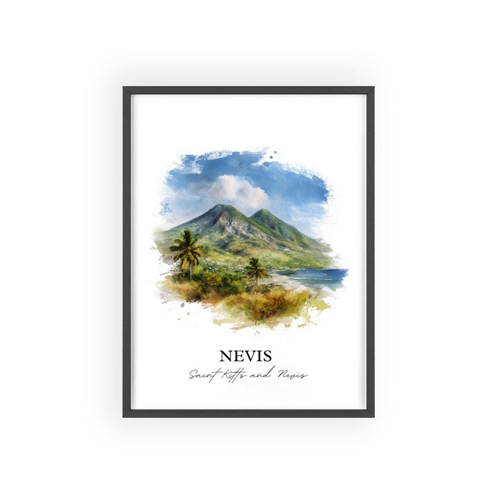 Nevis Wall Art, Nevis Print, St Kitts and Nevis Watercolor Art, Caribbean Gift, Caribbean Travel Print, Travel Poster, Housewarming Gift