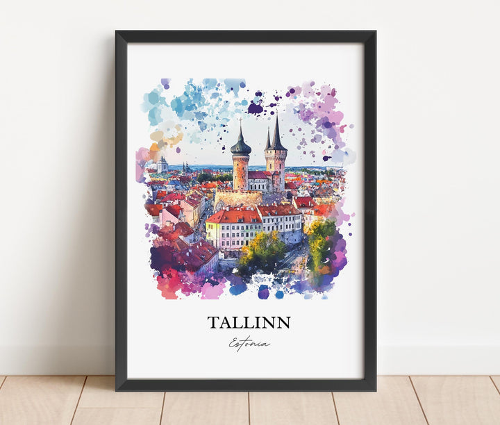 Tallinn Wall Art, Tallinn Skyline Print, Estonia Watercolor Art, Tallinn Estonia Gift, Travel Print, Travel Poster, Housewarming Gift