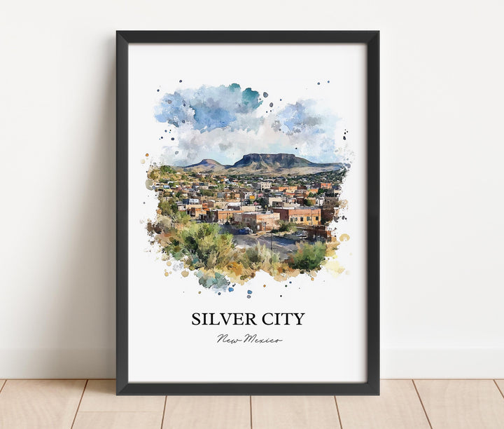 Silver City NM Wall Art, Grant County Print, New Mexico Watercolor Art, Silver City NM Gift, Travel Print, Travel Poster, Housewarming Gift