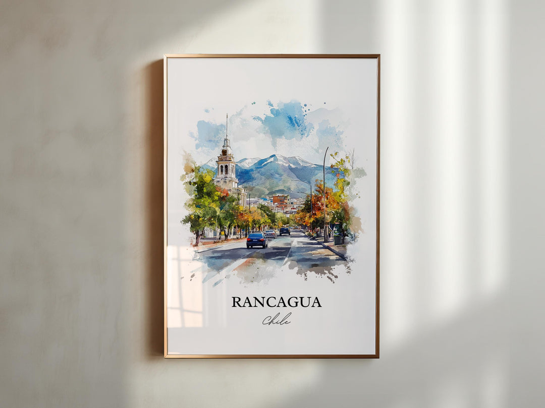 Rancagua Chile Wall Art, Santiago Print, Chile Watercolor Art, Rancagua Chile Gift, Travel Print, Travel Poster, Housewarming Gift