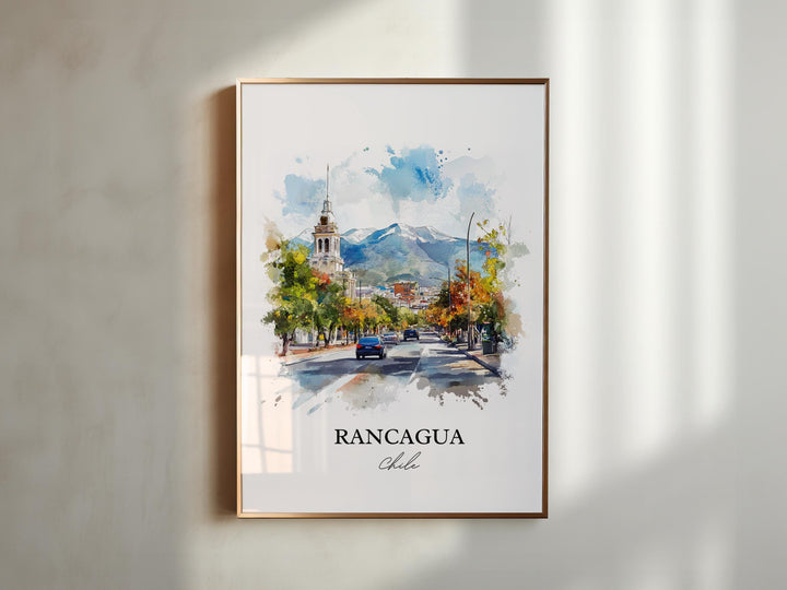 Rancagua Chile Wall Art, Santiago Print, Chile Watercolor Art, Rancagua Chile Gift, Travel Print, Travel Poster, Housewarming Gift