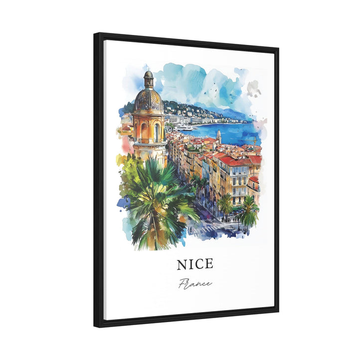 Nice France Wall Art, Nice FR Print, French Riviera Watercolor Art, Nice France Skyline Gift,