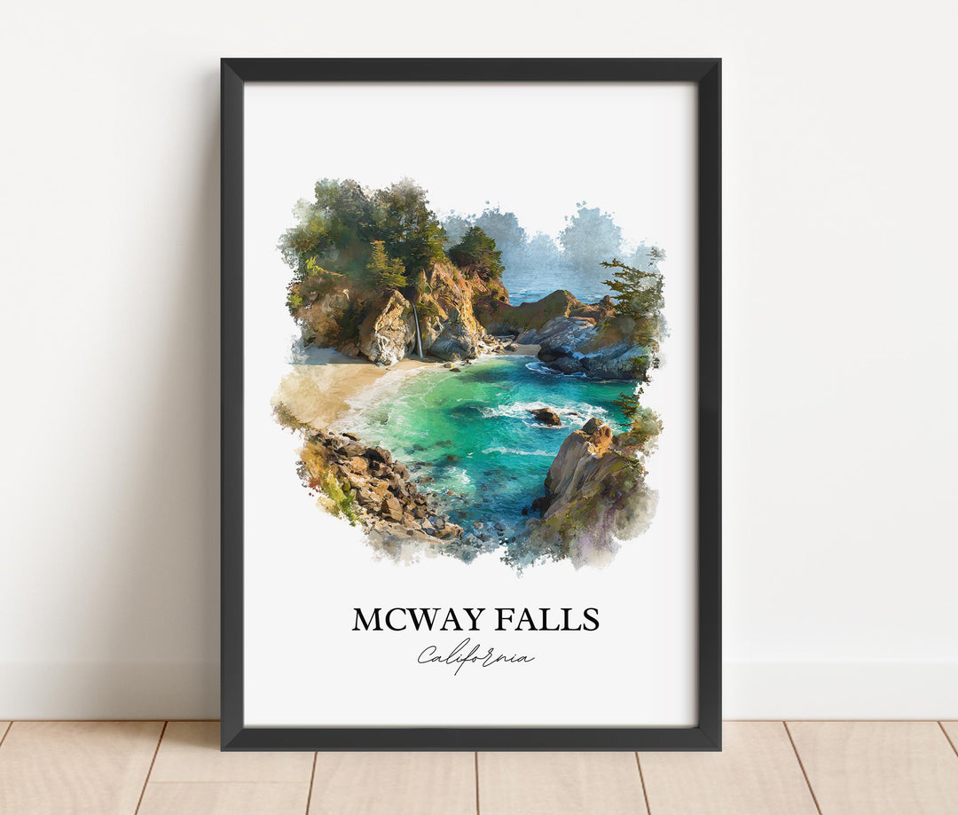 Mcway Falls Wall Art, Big Sur Print, California Watercolor Art, Mcway Falls Gift, Travel Print, Travel Poster, Housewarming Gift
