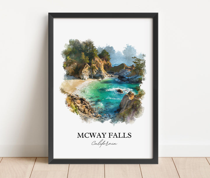 Mcway Falls Wall Art, Big Sur Print, California Watercolor Art, Mcway Falls Gift, Travel Print, Travel Poster, Housewarming Gift