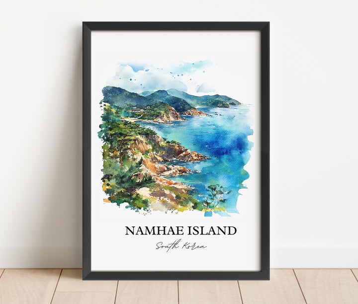 Namhae Island Wall Art, South Gyeongsang Print, South Korea Watercolor, Namhae Island Gift, Travel Print, Travel Poster, Housewarming Gift