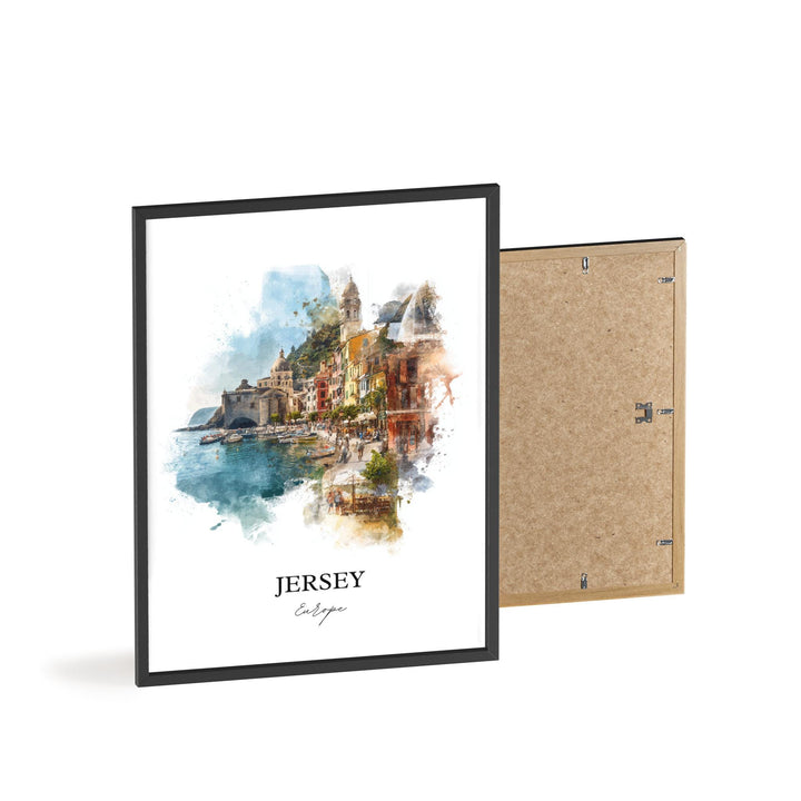 Jersey Wall Art, Jersey Island Print, Europe Watercolor Art, Channel Islands Gift, Travel Print, Travel Poster, Housewarming Gift