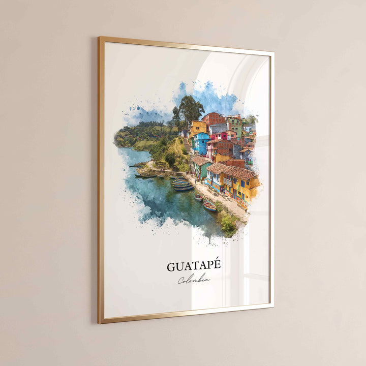 Guatapé, Colombia – Watercolor Art Print