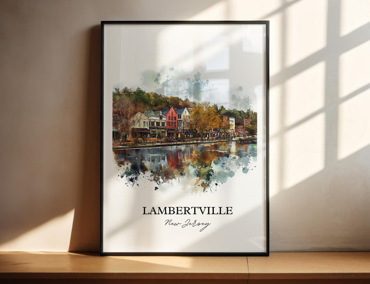 Lambertville NJ Wall Art, Hunterdon County Print, NJ Watercolor Art, Lambertville NJ Gift, Travel Print, Travel Poster, Housewarming Gift
