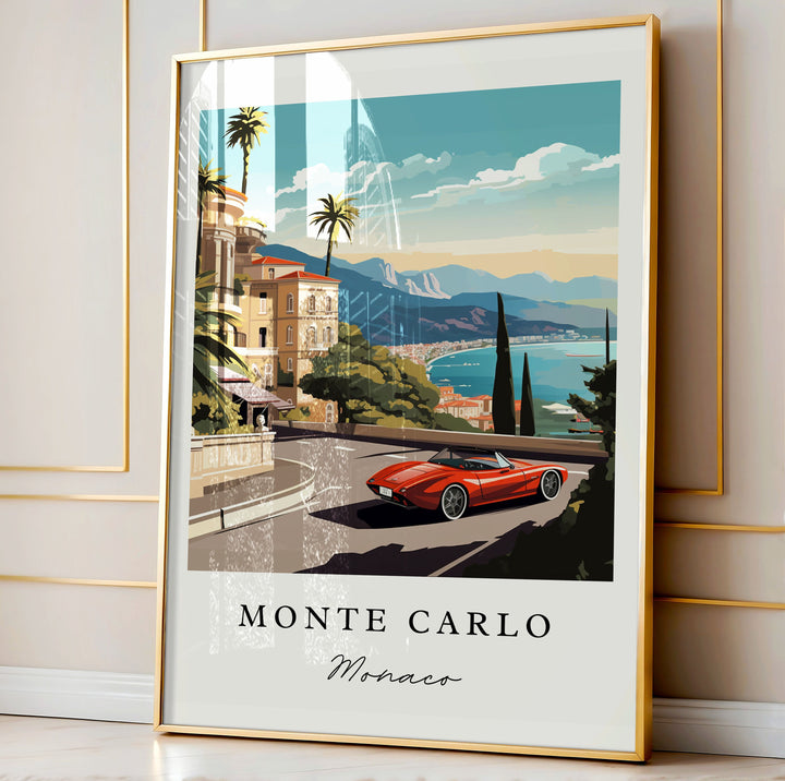 Monte Carlo France wall art - South of France, Monte Carlo poster, Monte Carlo gift, Birthday present, Custom Text, Personalised Gift