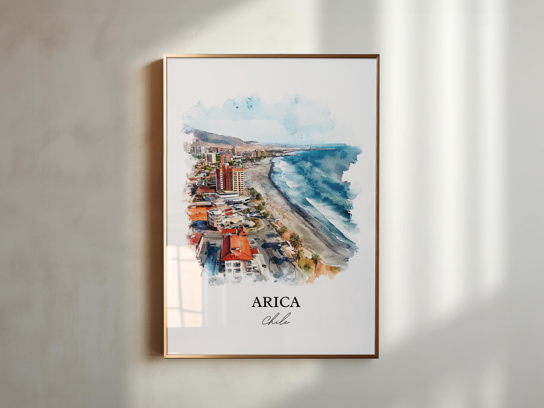 Arica Chile Wall Art, Northern Chile Print, Chile Watercolor Art, Arica Chile Gift, Travel Print, Travel Poster, Housewarming Gift