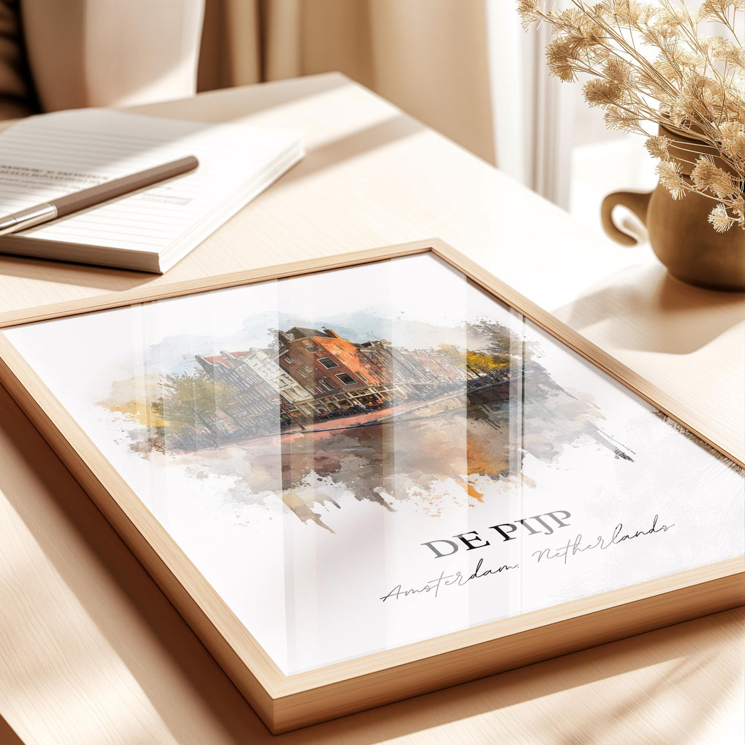 De Pijp Wall Art, Amsterdam Print, Amsterdam Watercolor Art, Amsterdam NLD Gift, Netherlands Travel Print, Travel Poster, Housewarming Gift