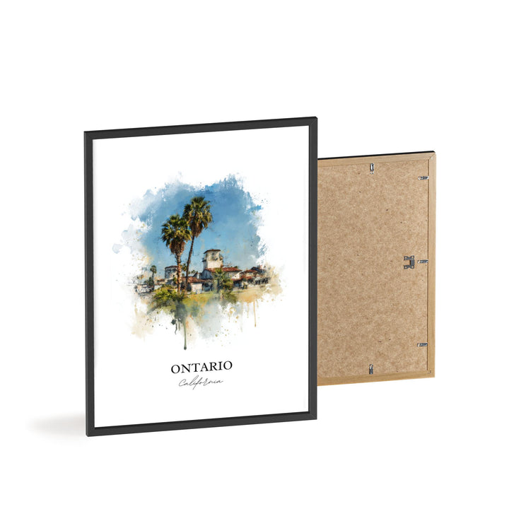 Ontario California Wall Art, Ontario CA Print, Los Angeles Watercolor Art, Los Angeles Gift, Travel Print, Travel Poster, Housewarming Gift