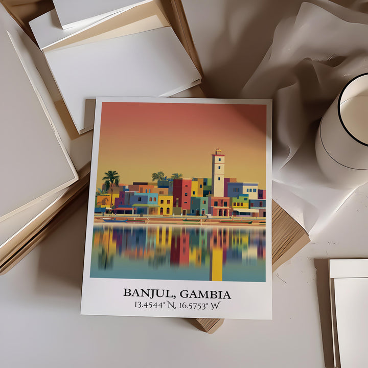 Banjul Art, Banjul Retro Travel Art, Banjul Gambia Home Decor, Gambia Gift, Gambia Travel Art, Travel Prints, Housewarming Gift