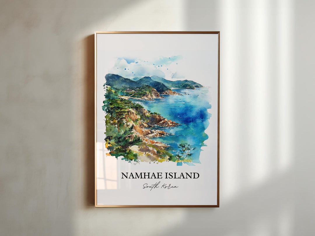 Namhae Island Wall Art, South Gyeongsang Print, South Korea Watercolor, Namhae Island Gift, Travel Print, Travel Poster, Housewarming Gift