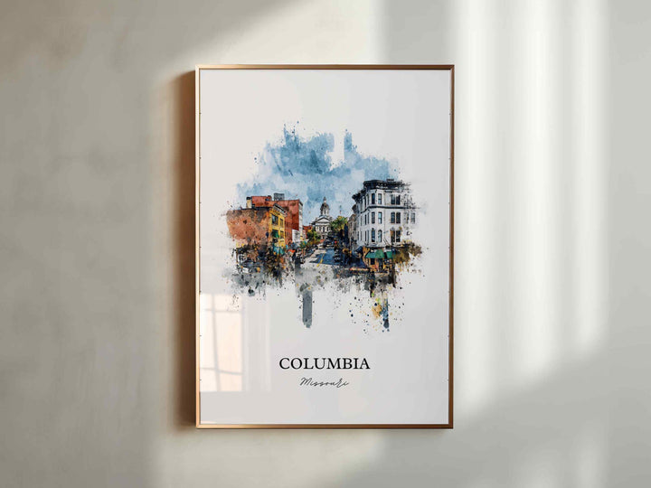 Columbia Missouri Wall Art, Columbia Print, Columbia MO Watercolor Art, Missouri Gift, Travel Print, Travel Poster, Housewarming Gift