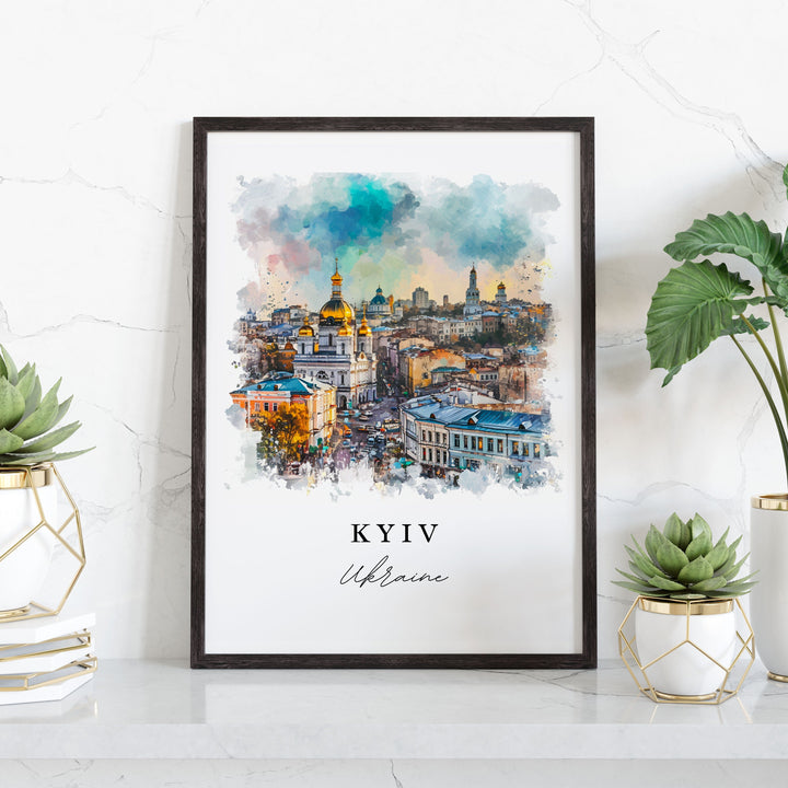 Kyiv Ukraine wall art - Kiev Ukraine, Kyiv print, Wedding gift, Kyiv Skyline Birthday present, Custom Text, Perfect Gift