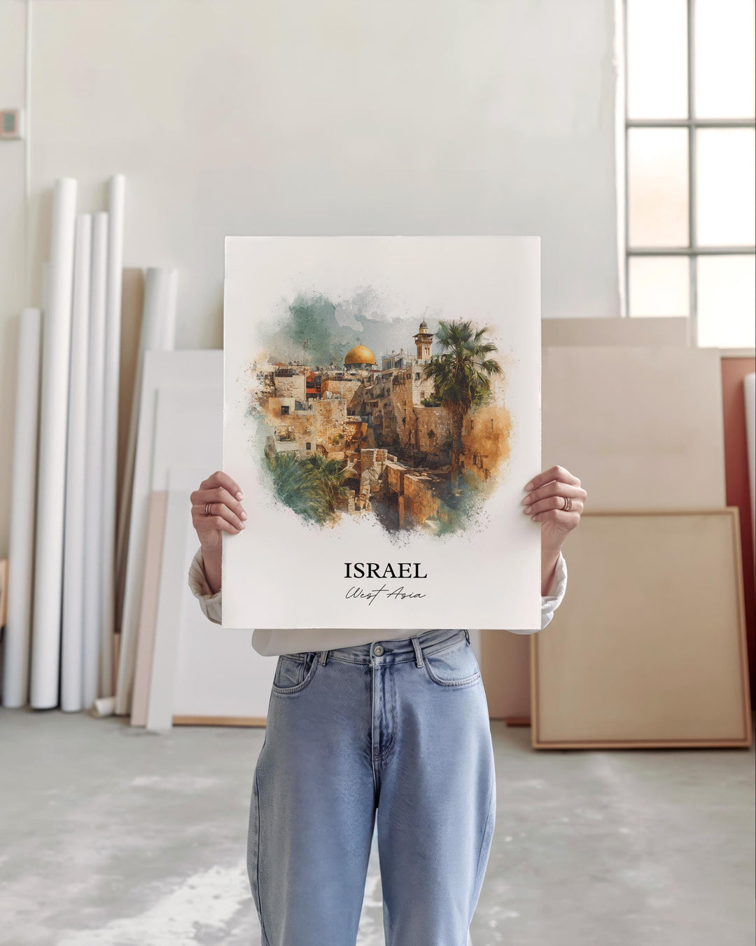 Israel Wall Art, Israel Print, Israel Watercolor Art, Israel Country Gift, Travel Print, Travel Poster, Housewarming Gift