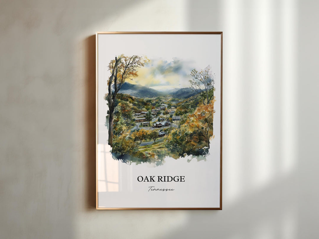 Oak Ridge TN Wall Art, Anderson County Print, Tennessee Watercolor Art, Oak Ridge Gift, Travel Print, Travel Poster, Housewarming Gift