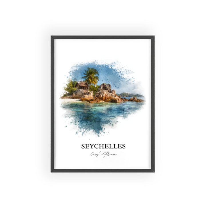 Seychelles Wall Art, Seychelles Print, Seychelles Watercolor Art, East Africa Gift, Travel Print, Travel Poster, Housewarming Gift