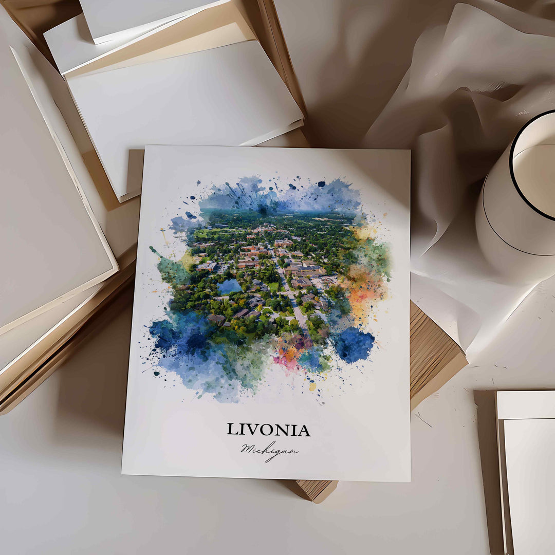 Livonia, Michigan – Watercolor Art Print