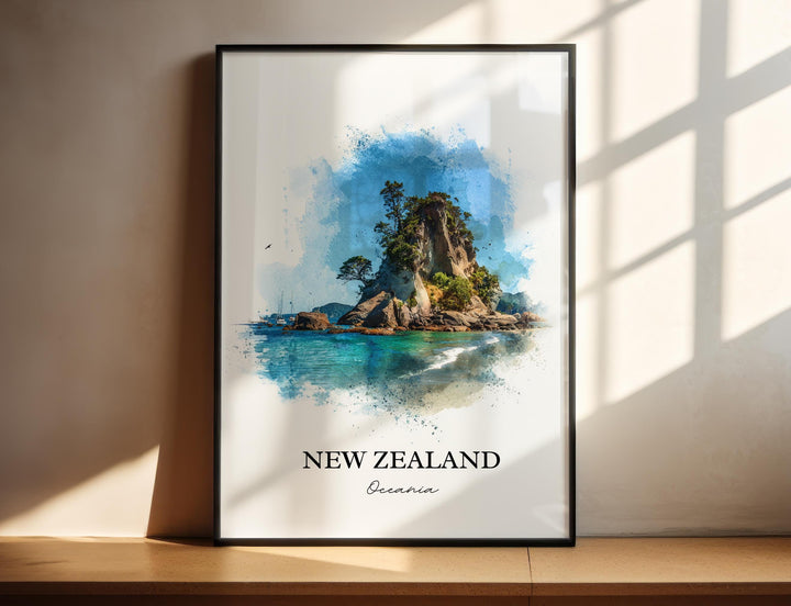 New Zealand Wall Art, New Zealand Print, New Zealand Watercolor Art, Auckland NZ Gift, Travel Print, Travel Poster, Housewarming Gift
