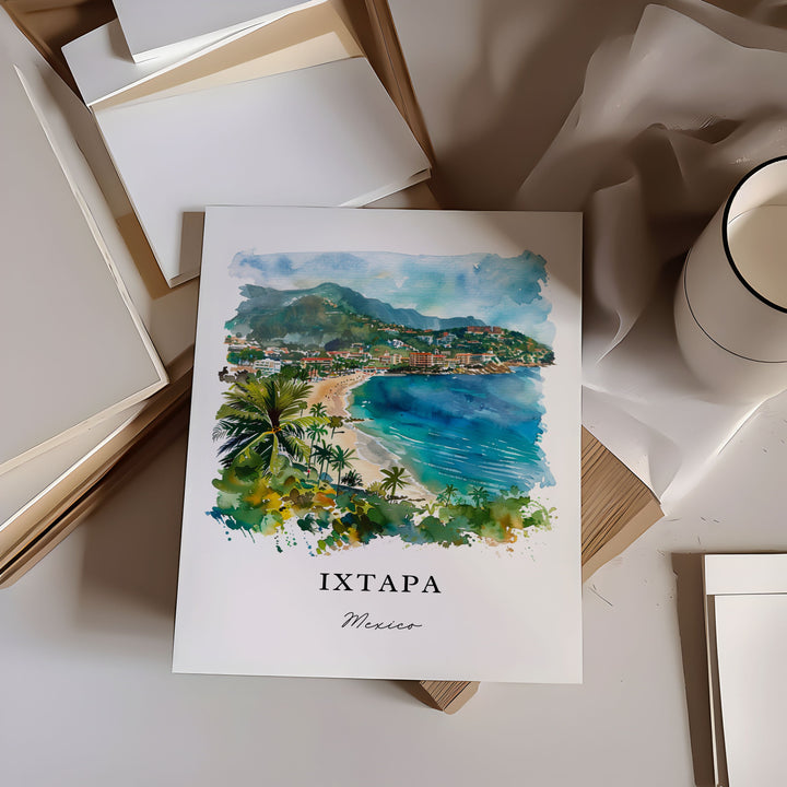 Ixtapa MX Wall Art, Guerrero Mexico Print, Ixtapa Watercolor, Ixtapa MX Gift, Travel Poster, Housewarming Gift