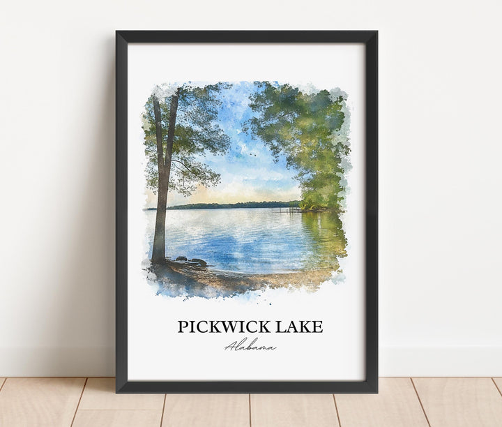 Pickwick Lake Wall Art, Counce Alabama Print, Alabama Watercolor Art, Pickwick Lake Gift, Travel Print, Travel Poster, Housewarming Gift