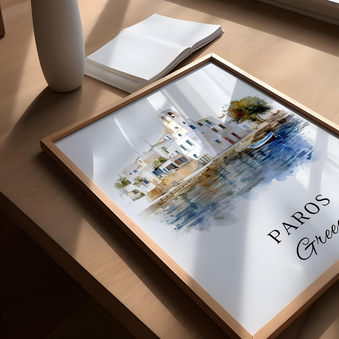 Paros Greece wall art - Greece, Paros poster, Paros Wedding gift, Parikia Greece Birthday present, Custom Text, Personalised Gift