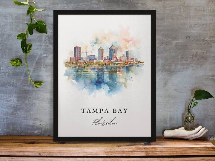 Tampa Bay traditional art - Florida, Tampa poster, Wedding gift, Birthday present, Custom Text, Personalised Gift