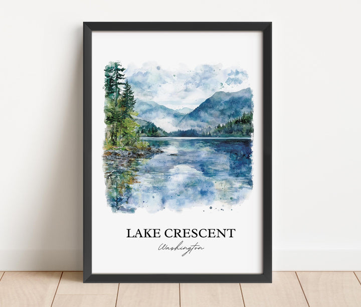 Lake Crescent Wall Art, Olympic National Park, Washington Watercolor Art, Lake Crescent Gift, Travel Print, Travel Poster, Housewarming Gift