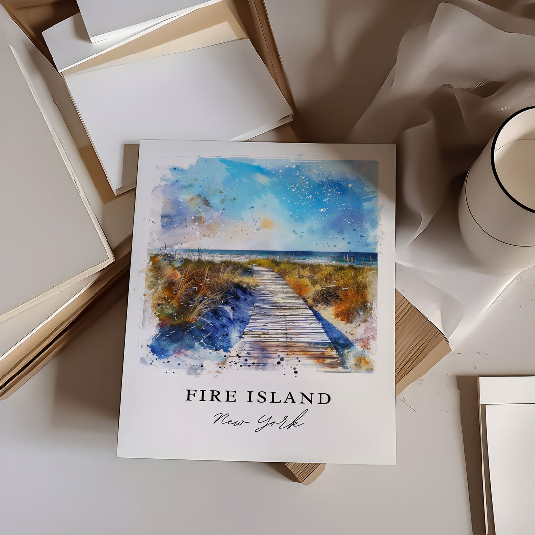 Fire Island Art Print, Long Island NY Print, Fire Island Wall Art, NY Gift, Travel Print, Travel Poster, Travel Gift, Housewarming Gift