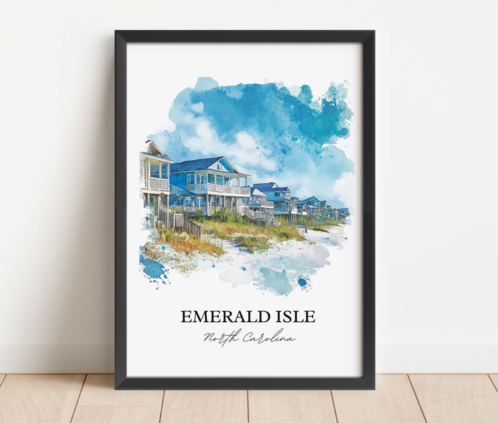 Emerald Isle Art, Bogue Banks Island Print, North Carolina Artwork, Emerald Isle NC Gift, Travel Print, Travel Poster, Housewarming Gift