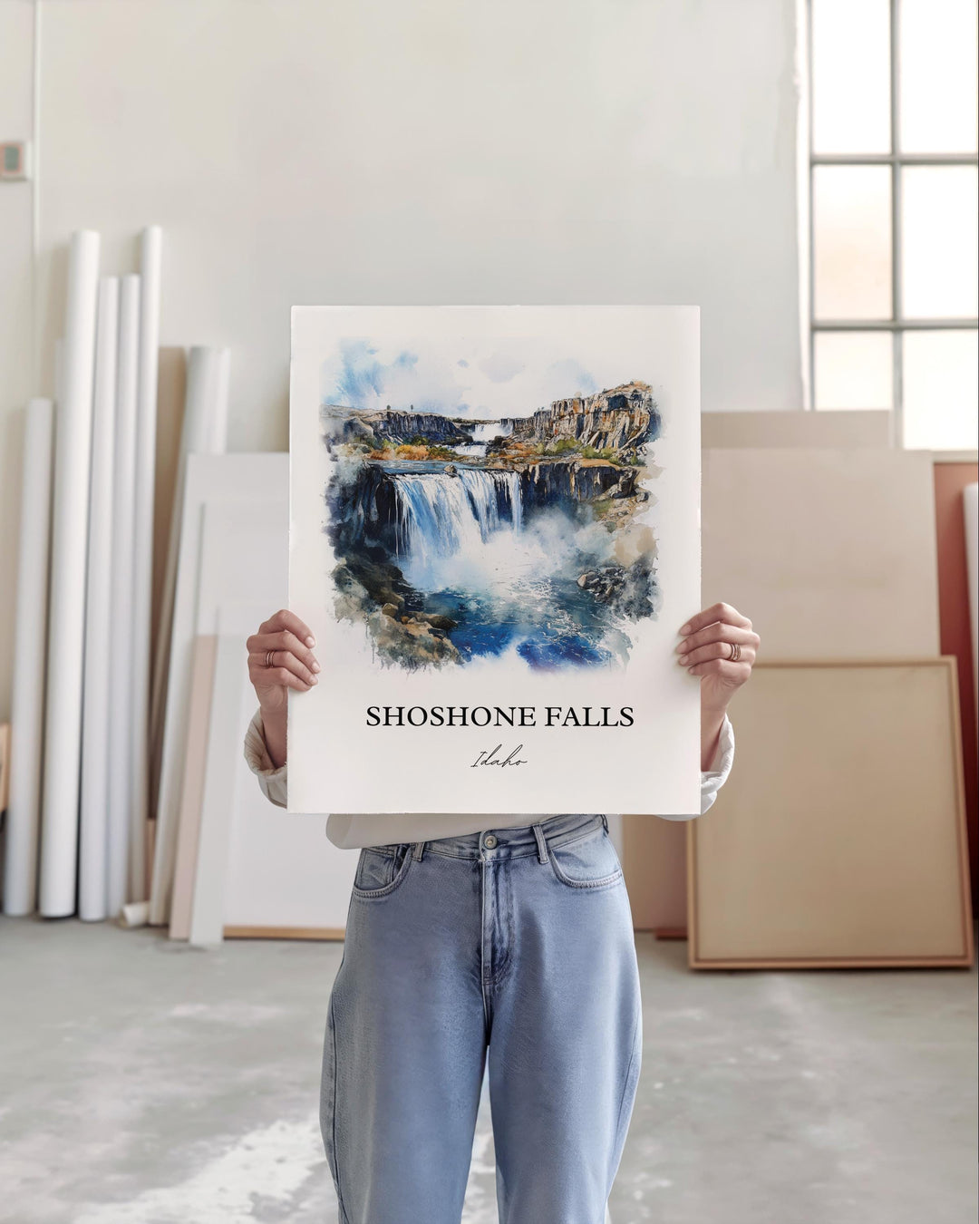 Shoshone Falls Wall Art, Twin Falls Idaho Print, Idaho Watercolor Art, Shoshone Falls Gift, Travel Print, Travel Poster, Housewarming Gift