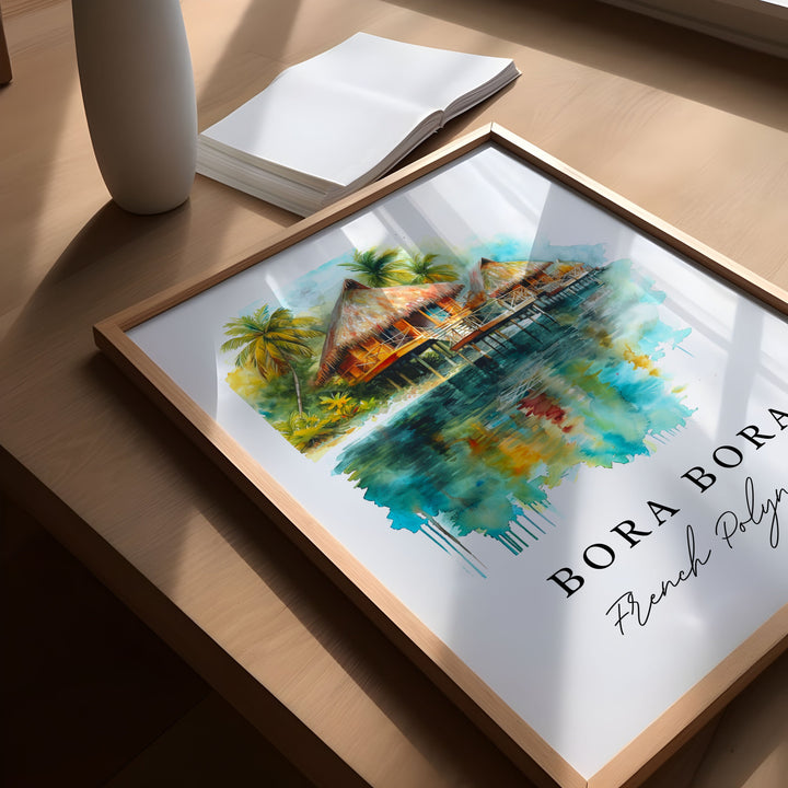 Bora Bora wall art - French Polynesia, Bora Bora print, Bora Bora Wedding gift, Birthday present, Custom Text, Perfect Gift
