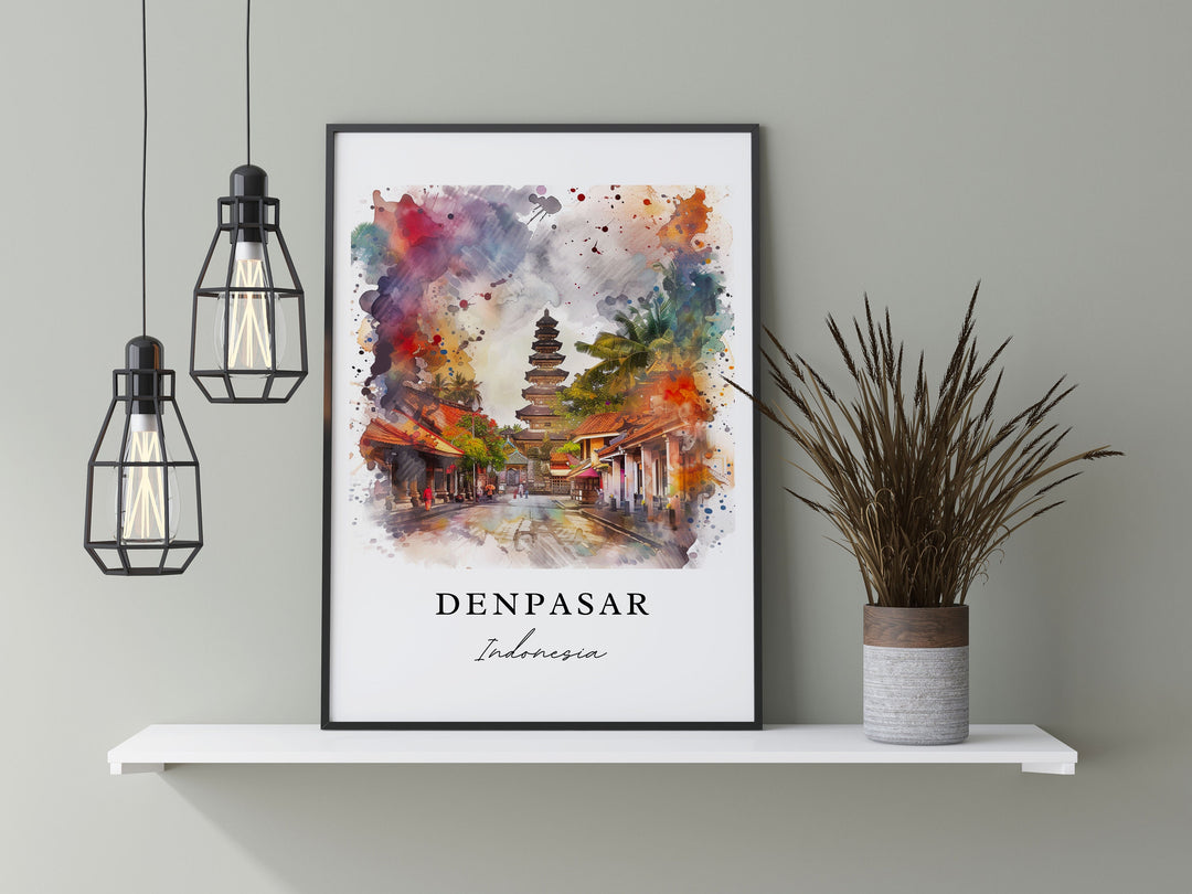 Denpasar Wall Art, Indonesia Print, Denpasar Wall Art, Indonesia Gift, Denpasar Travel Print, Travel Poster, Travel Gift, Housewarming Gift