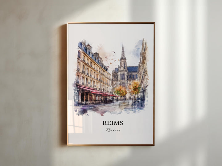 Reims France Wall Art, Grand Est Region Print, France Watercolor Art, Reims France Gift, Travel Print, Travel Poster, Housewarming Gift