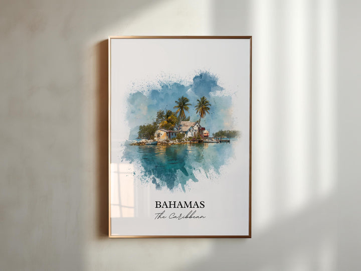 Bahamas Wall Art, Bahamas Print, Bahamas Watercolor Art, Bahamas Gift, Travel Print, Travel Poster, Housewarming Gift