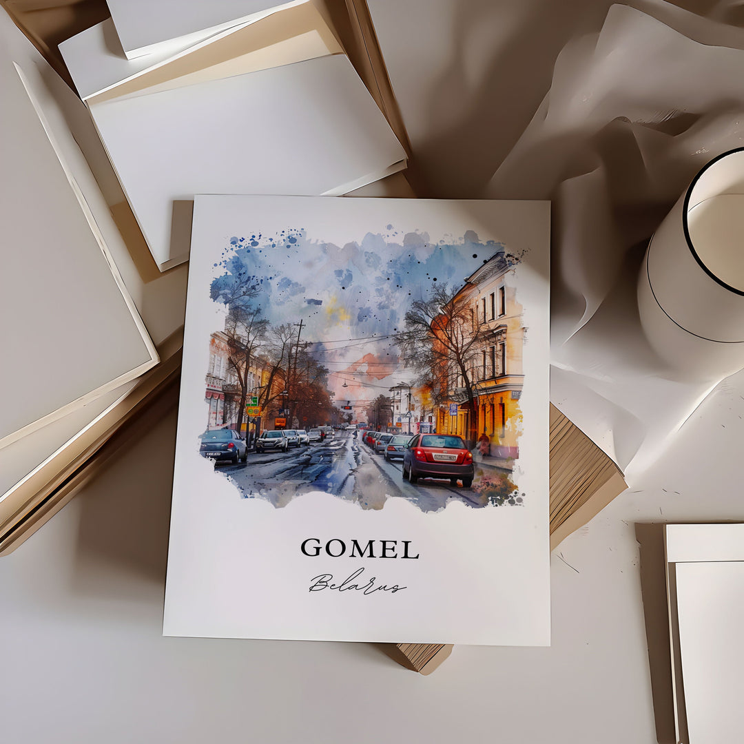 Gomel Belarus Wall Art, Gomel Print, Gomel Watercolor, Gomel Belarus Gift,